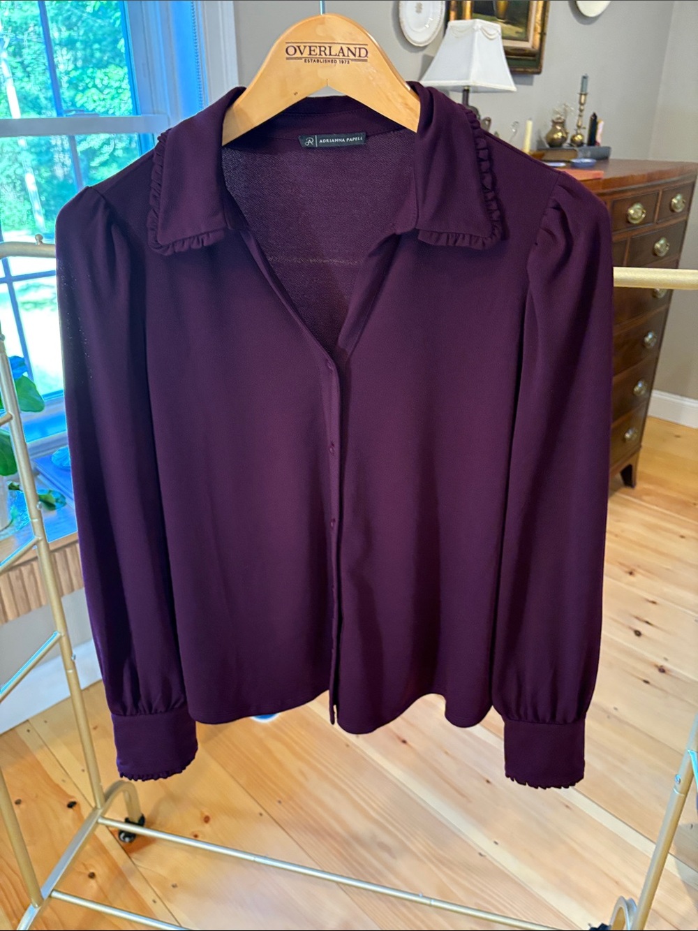 Adriana P Deep Plum Long-Sleeve Button Down Shirt